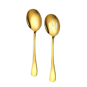 Gold spoon and slotted spoon